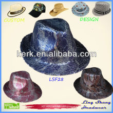 2013 Blue Sequins Promotion Fabric Fedora Hat caps & hats,LSF28